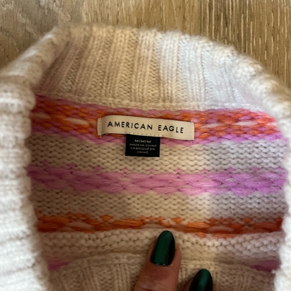American Eagle Outfitters Cream Multicolor Fair Isle Crewneck Sweater - Picture 4 of 4